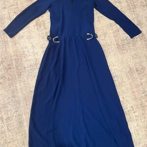Versace Jeans Collection Blue Long Sleeve Gown